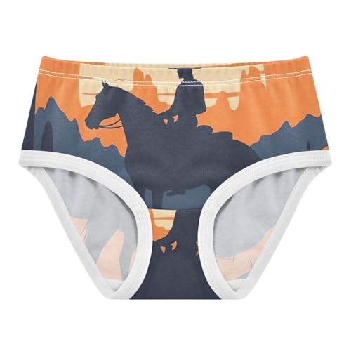 Animal Girls Underwear Toddlers 2t Cotton Panties Little Girl Western Cowboy Sunset Orange Undies Kids Briefs