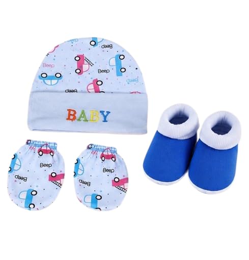 5-Piece Newborn Baby Gift Set – Soft Cotton Cap, Mittens, Booties, and Free Baby Shoes Combo, Cartoon Print Clothing Accessories for Infant Boys & Girls-picture-30