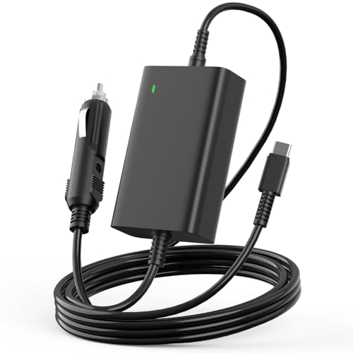 12V/24V 100W Auto Laptop Ladegerät USB C Kompatibel mit MacBook Lenovo Thinkpad Dell Latitude HP Chromebook Asus Acer Huawei Xiaomi Air Samsung und Allen Typ-C-Geräten 100 Watt Typ C KFZ Netzteil