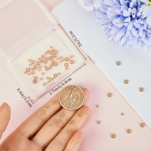 Beebeecraft 1 Box 90Pcs 3,4,5mm Flower Spacer Beads 18K Gold Plated Stainless Steel Tibetan Style Round Floral Granulated Loose Beads with Large Hole for DIY Craft Bracelet Jewellery Making - Image 3