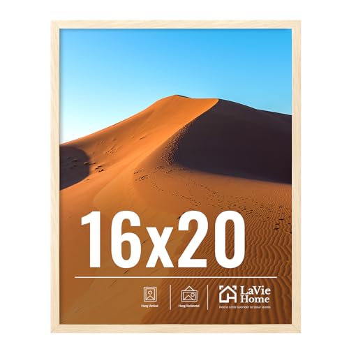 Image of LaVie Home 16x20 Picture Frame for Wall Display, 16x20 Oak Picture Frame with HD Plexiglas, 16 x 20 Poster Frame 1 Pack, Display Frame for Vertical or Horizontal, Classic Collection