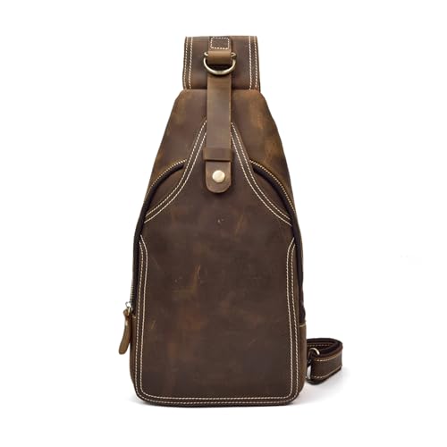 LUUFAN Hommes Véritable Cuir Sling Sac Poitrine Épaule Sac À Dos Bandoulière Sac pour Casual...