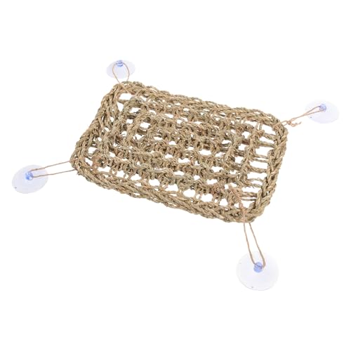 DOITOOL Hamaca para Reptiles y Lagartos Colgante Ventosas 28.5x20 Cm de Pasto Natural para Terrarios y Mascotas Pequeñas