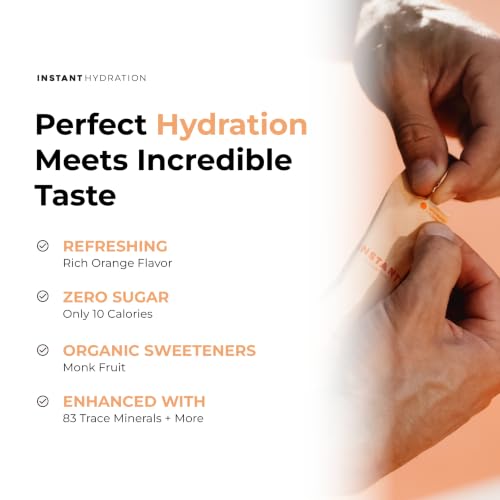 Image of Instant Hydration Sugar Free Electrolytes Powder Packets - Orange Citrus Electrolyte Drink Mix & Travel Essentials - Post Workout Recovery, Brain Health, Muscle & Tissue Support - 20 Sticks