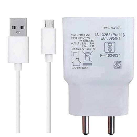 Image of Original 18W Fast Charger with Micro USB Data Cable Compatible with Vivo S1,V7,V15,V9,V11,Y17,Ypro,U10,U20,Vivo V15 Pro,V7 Plus,Y81,Y93,Z1 Pro, with 6 Months Warranty