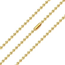 Gold Oxide Stainless Steel Ball Chain Necklace - 3.2mm, 29.5" - Bead Military Dog Tag Chain Beaded Necklace Chains for Jewelry Making