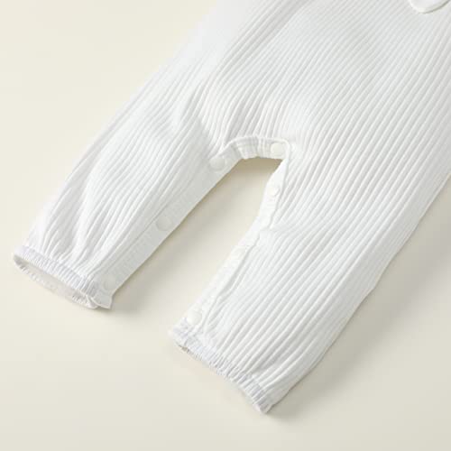 Baby Girl Clothes Newborn Fall Winter Rompers Lace Ruffle Sleeveless One-Pieces Buttons Jumpsuits Bodysuit Outfits Set White 3-6M #TOP7