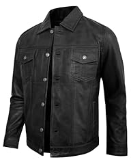 Black - F.trucker Leather Jacket Men