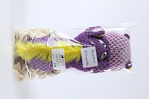 Pawaboo Plush Dog Toys, Durable Dog Chew Toys With Squeaky & Cotton Rope For Teeth Cleaning And Training, Interactive Hippo Shaped Dog Toy, Soft Stuffed Chew Pet Toy For Puppy Small Medium Dog, Purple #TOP7