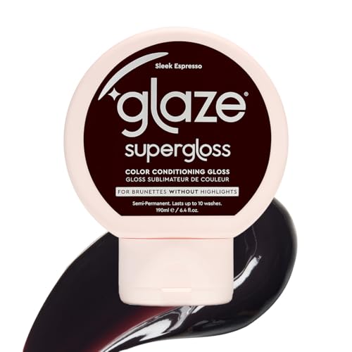 Glaze Supergloss Color Conditioning Gloss Hydrating Semi-Permanent Color Hair Gloss & Shine Boost For Natural Dark Brown Hair 6.4 Fl Oz - Sleek Espresso
