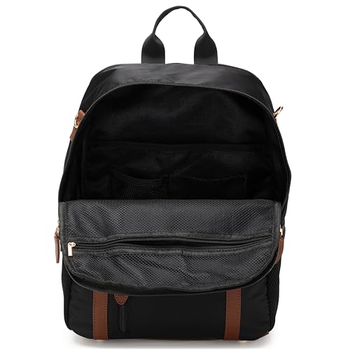 ELLE Luxe Journey 18L Twill and Vegan Leather Backpack | Black3