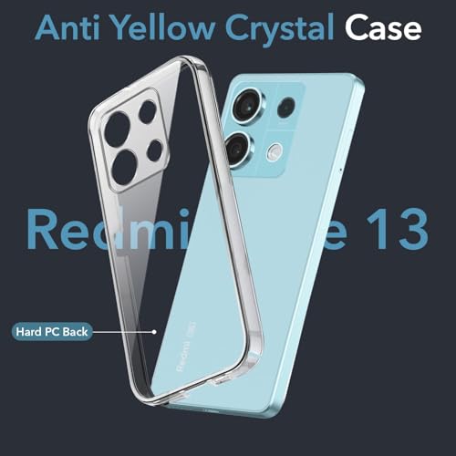 Image of DIZORO Compatible with Redmi Note 13 5G Back Cover Case Clear,[ Anti Yellow ][Military Grade Protection] Hard PC Back Cover Transparent