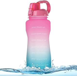 2L Water Bottle with Straw, Premium Leakproof Sports Water Bottle with Straw & Time Markings, Reusable & BPA Free for Girls, Boy, Fitness, Outdoor, Gym, School & Office (Pink Blue Gradient)