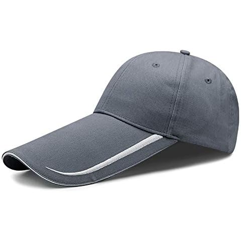 YEKEYI Extra Long Bill 100% Washed Cotton Baseball Cap Lengthened Brim Sun Protection Hat Long Large Bill Cap Gray Cover