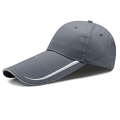 YEKEYI Gorra de béisbol extralarga de 100 % algodón lavado, ala alargada, protección solar, gorra larga grande, Gris, talla única