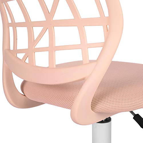 FurnitureR Kompakter Klassenstuhl, ergonomischer Sitz für Schule, Rückenlehne aus atmungsaktivem Netzgewebe, höhenverstellbar, vielseitiger Stuhl für Lehrer, leicht zu verschieben, um 360 °, Rosa