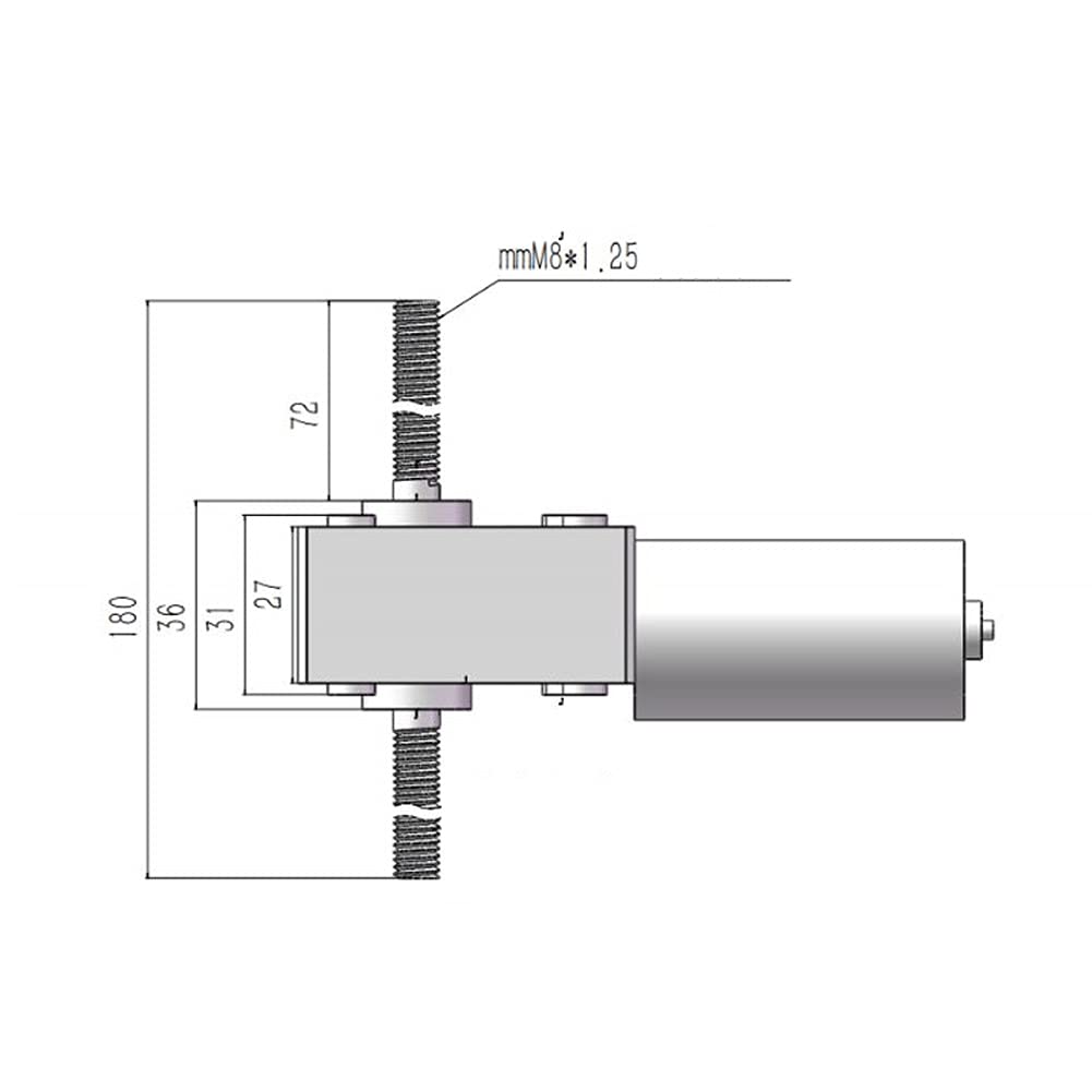 BORDSTRACT Getriebemotor 24V 2480 Motor mit Flansch M8 Rechts-Links-Koaxialwelle Drehzahluntersetzungsverhältnis 17 (Untersetzungsverhältnis 31)