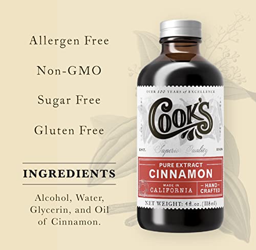 Cook's, Pure Cinnamon Extract, All Natural Premium Cinnamon Oil From Ceylon Bark, 4 Oz #TOP1