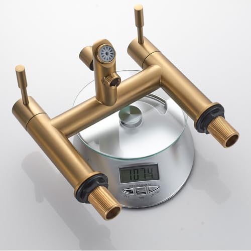 Mitigeur de baignoire robinet double levier laiton chromé et douchette - 6