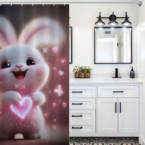 Lapin rideau de douche anti éclaboussure lavable en tissu polyester pour baignoire - 5