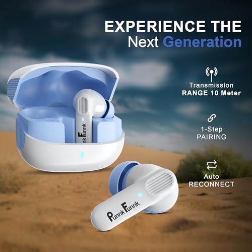 Image of PunnkFunnk BeatXtra Pro | Bluetooth 5.3 Wireless Earbuds | 40H Playtime | 32dB ANC & Quad ENC Mics | 13mm Drivers | 4D Panoramic Audio | Game /Music Mode | IPX5(White)