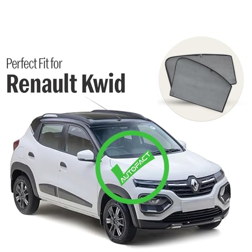 Image of Autofact Car Sunshades for Renault Kwid, UV Protection, Useful Car Accessories, Custom fit Sun Shades for Side Windows, Set of 4