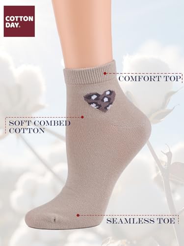 Image of COTTON DAY Women's Soft Combed Cotton Dress Socks Seamless Toe Black White Gray Navy Blue Brown Beige