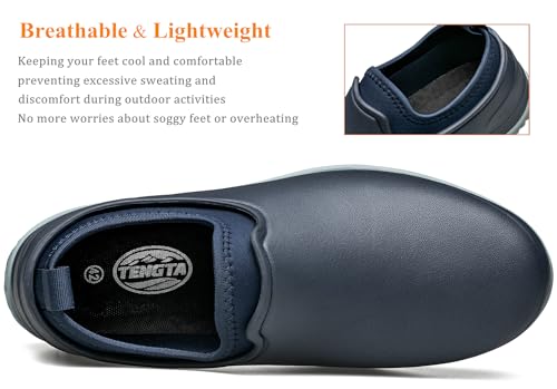 TENGTA Men's Garden Shoes Waterproof Slip On Mud Rain Boots for Women Lightweight Grass Cutting Shoes4