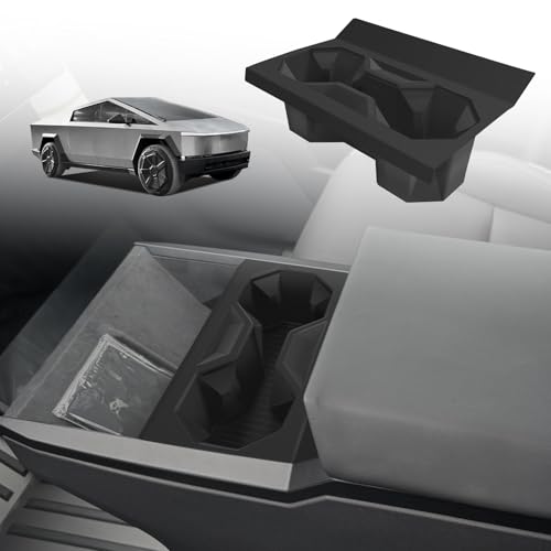 BestEvMod Cup Holder Insert Compatible with 2024 2025 Tesla Cybertruck Waterproof Non-Slip Easy to Clean Black (Cup Holder Insert)