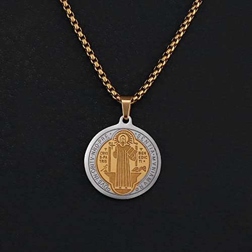 St Saint Benedict Medal Necklace, Stainless Steel Exorcism Medal Ward Off Evil Protection Jewelry Christian Gifts Catholic Gifts3