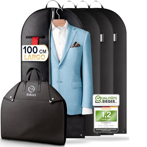 FiRiO 4X Portatrajes Plegable I Material 50% MÁS Grueso I Porta Trajes Caballero o Mujer I Bolsa Portatrajes Hombre Viaje I Antipolillas Funda Traje Hombre I Antipolvo Fundas Ropa Armario I 100x60cm
