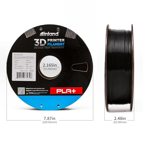 Image of INLAND Micro Center PLA+ 3D Printing Filament 1.75mm - PLA Pro Dimensional Accuracy + /- 0.03 mm - 1kg Cardboard Spool (2.2 lbs) (1 Pack Black, 2.85mm)