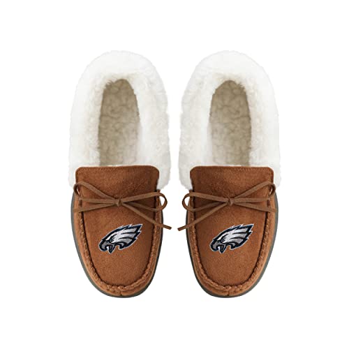 Image of FOCO Womens NFL Team Logo Tan Moccasin Slippers