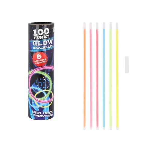 HENBRANDT Lot de 100 bâtons fluorescents lumineux et connecteurs de 21 cm - Fournitures de fête pour Halloween, Noël, fêtes et festivals pour enfants et adultes, 21cm, Plastique