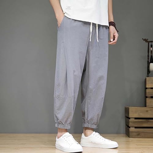 Mens Harem Pants with Pockets Linen Men Hip Hop Beach Yoga Toji Summer Baggy Trouser Casual Comfy Wide-Leg Trousers2