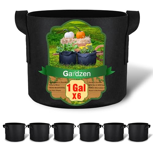 Gardzen 6-Pack 1 Gallon Grow Bags, Aeration Fabric Pots with Handles, Heavy Duty Cloth Pots for Plants