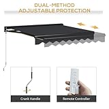 Outsunny 2.5 x 2m Electric Awning with LED Light and Remote Controller, Aluminium Frame Retractable Awning Half Cassette Sun Canopies for Garden Patio Deck Door Window - Image 3