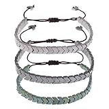 Frigotine 3PCS Silver Healing Hematite Arrow Diffuser Braided Bracelet Set for Man Woman, Punk Handmade Adjustable String Bracelets Goth Accessories Fashion Jewelry Fathers Gift