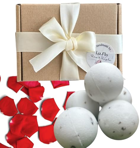 Lu.Flo Bombas de Baño Naturales – Pack de 5 (300g) Veganas en Caja Kraft – Spa en Casa con Pétalos de Rosa – Regalo Sencillo y Ecológico para Mujeres y Hombres Lu.Flo Bombas de Baño Naturales – Pack de 5 (300g) Veganas en Caja Kraft – Spa en Casa con Pétalos de Rosa – Regalo Sencillo y Ecológico para Mujeres y Hombres