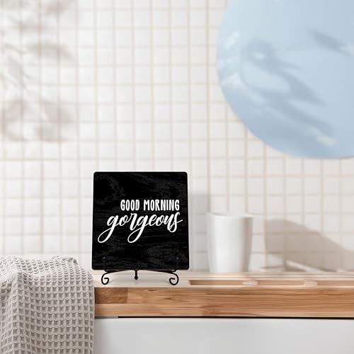 Good Morining Gorgeous Bathroom Signs Decor, Bathroom Home Shelf Counter Decorations Items, Thanksgiving Christmas Birthday Gifts for Women Men Home Restroom Toilet Decor - A03 by ZIIUFRN - Used condition - Image 7