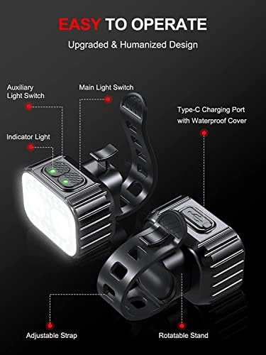 image for Cuvccn Bike Lights, Rechargeable Bicycle Lights Set Super Bright 8+12 