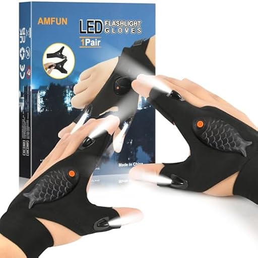 AMFUN Guantes LED Luminosos, Guantes led Accesorios de Pesca, Guante con Luz Leds, para Hombre Padre Regalos Papa Hombres Cumpleaños | Ya disponible en tu tienda friki favorita! En mundofriki.es!
