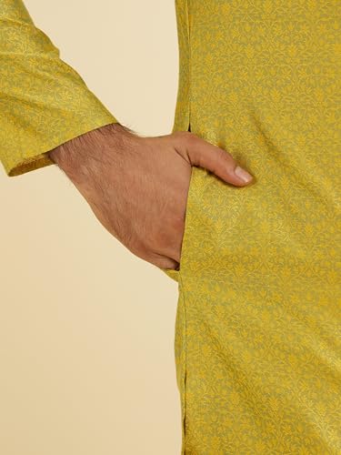 Image of Manyavar Men's Art Silk Blend Jacquard Kurta Set (2pcs)