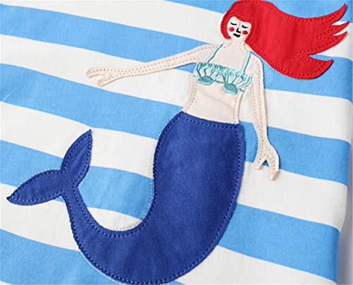 Toddler Girls Hoodie Dress Long Sleeve Mermaid Applique Cotton Winter Warm Dresses3