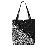 OXbnmm Bolsa de lona negra y blanca con purpurina resistente de 12 onzas, bolsa de compras, bolsa de mudanza, bolsa de lavandería