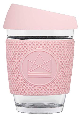 Neon Kactus - Reusable Glass Coffee Cup/Travel Mug Pink Flamingo