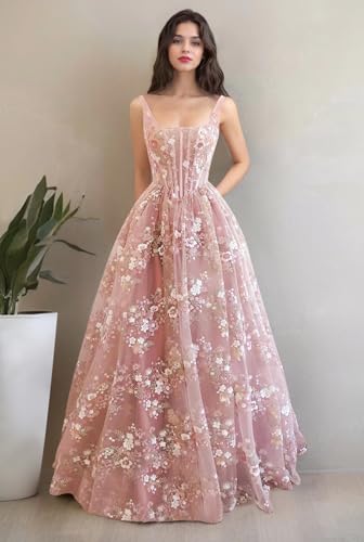 Elegant Tulle Prom Dresses for Teens Retro A Line Square Neck Formal Evening Party Gowns 20242