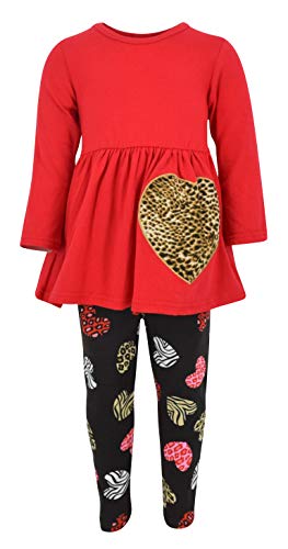 Image of Unique Baby Girls Kids Toddler 3pc Outfit Set Long Sleeve Cotton Blend Tunic Top Leggings and Scarf