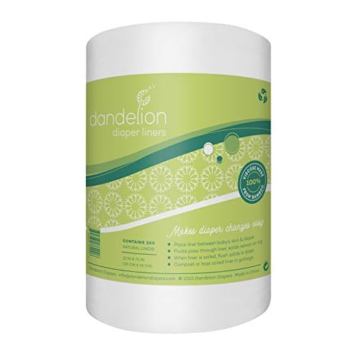 Dandelion Diapers Biodegradable and Flushable Natural Diaper Liners, 100% Viscose Made From Bamboo, 200 Sheets