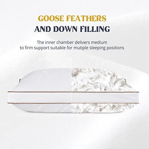 Goose Down Pillows for Sleeping, Set of 2 - Standard Size, Hotel Collection